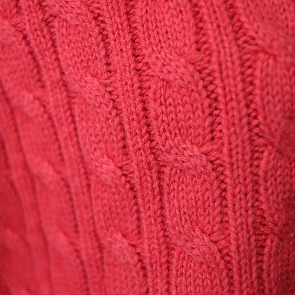 Villager Petite Small 100% Cotton Red Cable Knit Sweater Scoop Neck Pullover - Picture 7 of 14